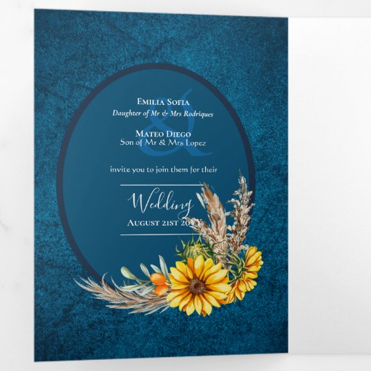 Tout-en-1 - Programme d'invitation au mariage Menu (Intérieur en premier)