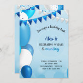 Tout en bleu Invitation d'anniversaire (Devant / Derrière)