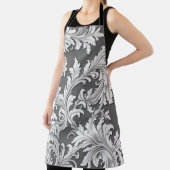 Tout-en-dessus Imprimer Tablier Damas noir blanc g (Insitu)