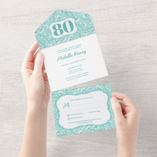 Tout En Un All in One Elegant 80th Birthday Invitation