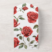 Tout En Un All in One Red Roses Mariage Invitation (Dehors)