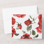 Tout En Un All in One Red Roses Mariage Invitation (Verso)