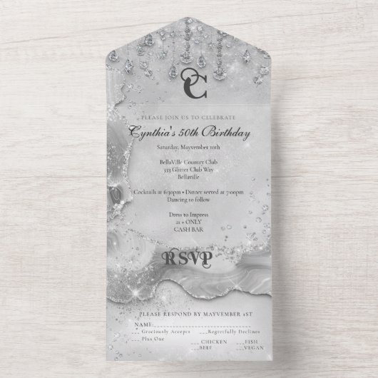 TOUT EN UN Bling Invitation Conception (À l'intérieur)