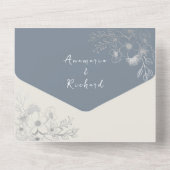 Tout En Un Boho Botanique Dusty Blue All-in-One Invitation (Verso)