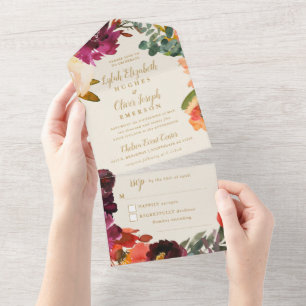 Tout En Un Bouquet d'automne sauvage   Invitation de mariage 