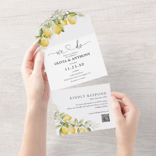 Tout En Un Citrus Lemon All in One Wedding Invitation (Déchirure)