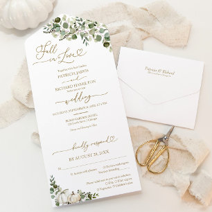 Tout En Un Élégante invitation de mariage automnale à thème c