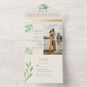 Tout En Un Eucalyptus Green Wedding Invitation (À l'intérieur)