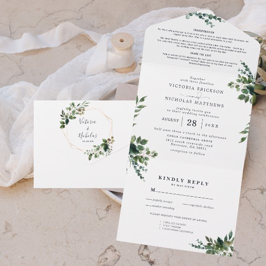 Tout En Un Eucalyptus Verdure | Invitation de Mariage Tout-en