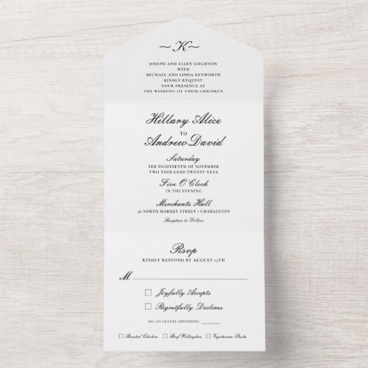 Tout En Un Faire Classique Invitation de mariage à trois vole (À l'intérieur)