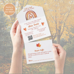 Tout En Un Faire connaissance Boho Arc-en-ciel Invitation pou