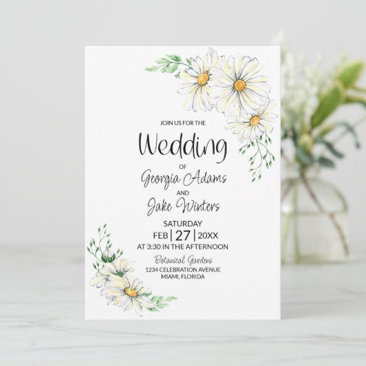 Tout en un Faire-part de mariage de marguerites bl (Debout devant)