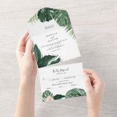 Tout en un Faire-part de mariage de Monstera Tropi (Déchirure)