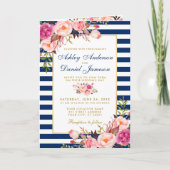 Tout en un Faire-part de mariage d'or bleu rose (Devant)