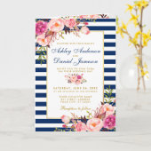 Tout en un Faire-part de mariage d'or bleu rose (Fleur jaune)