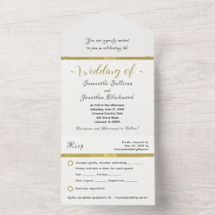 Tout en un Faire-part de mariage Simple Elegant Or