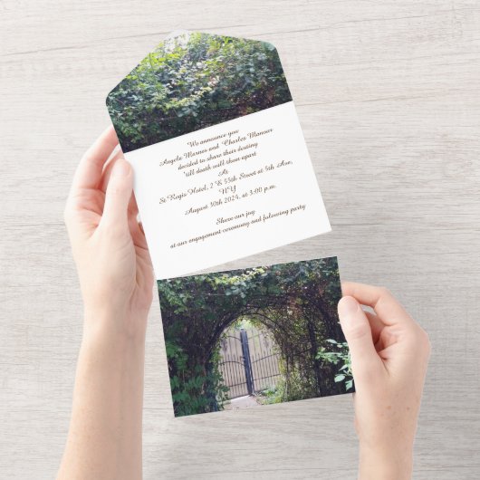 Tout En Un Fiançailles Invitation Gate Garden (Déchirure)
