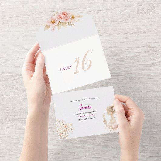 Tout En Un Flower Dreamy Soft Sweet 16 Birthday Invitation (Déchirure)