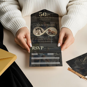 Tout En Un Invitation 50 ans Amour Infinity Photo Collage Anniversaire