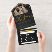 Tout En Un Invitation 50ème repas d'or Mariage Anniversaire RSVP photo (Détachable)