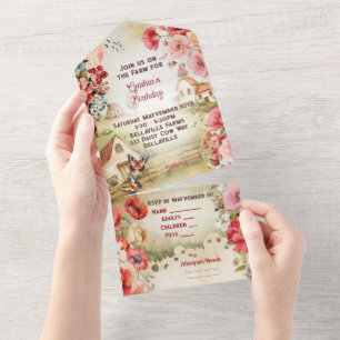 Tout En Un Invitation à la fête de la ferme de campagne