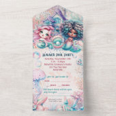 Tout En Un Invitation à la Fête de Piscine Sirène (À l'intérieur)