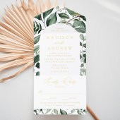 Tout En Un Invitation Abundant Greenery Arch Frame Foil Wedding