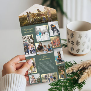 Tout En Un Invitation Année en moments Famille Photo Collage Noël