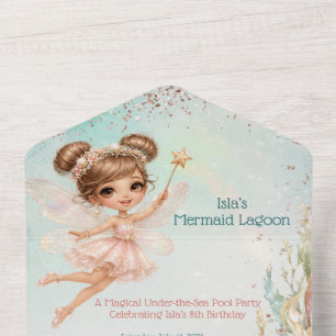 Tout En Un Invitation anniversaire sirène sous la mer tout-en
