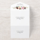 Tout En Un Invitation Aquarelle Bourgogne et Mariage de automne de fleur (Extérieur)