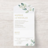 Tout En Un Invitation Aquarelle Sage Vert Eucalyptus Feuille Mariage (Intérieur)