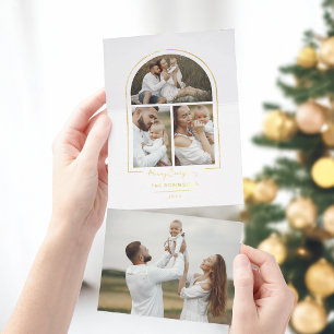 Tout En Un Invitation Arche minimale élégante en ligne or 3 photos