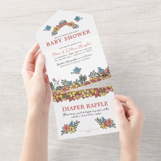 Tout en un Invitation Baby shower de Pâques (Déchirure)