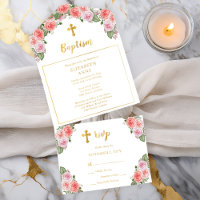 Beau rose floral Trinity Cross Girl Baptism