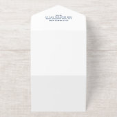 Tout En Un Invitation Bleu Nuit Blanc | Feuille Minimaliste Moderne Élég (Extérieur)