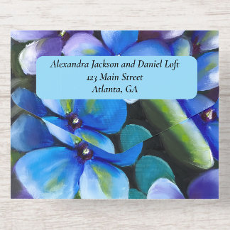 Tout En Un Invitation blue violets yaneyaart oil painting floral 