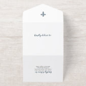 Tout En Un Invitation Blue Watercolor Floral Boy Baptism (Extérieur)