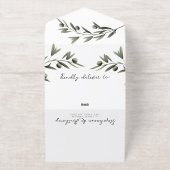 Tout En Un Invitation Botanique Olive Branch Feuille Mariage italien (Extérieur)