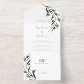 Tout En Un Invitation Botanique Olive Branch Feuille Mariage italien (Intérieur)