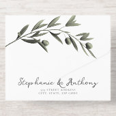 Tout En Un Invitation Botanique Olive Branch Feuille Mariage italien (Verso)