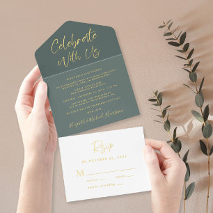 Tout En Un Invitation Célébrez Avec Nous Sage Mariage Réception