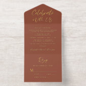 Tout En Un Invitation Célébrez Avec Nous Terracotta Mariage Réception (Intérieur)