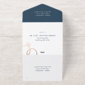 Tout En Un Invitation Cercles d'or Rose moderne Mariage bleu marine (Extérieur)