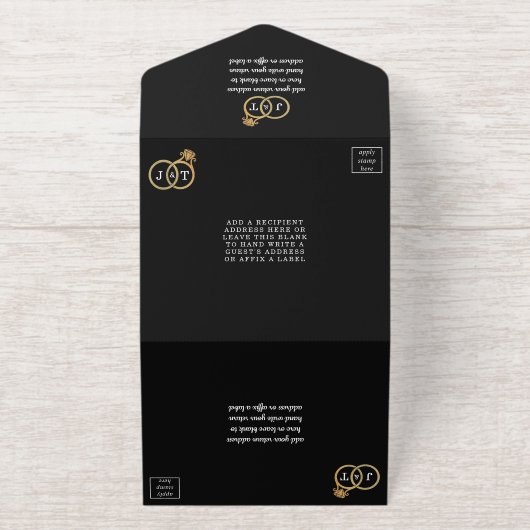 Tout En Un Invitation Cercles Mariages Monogrammes Chics Véritable Huile (Extérieur)