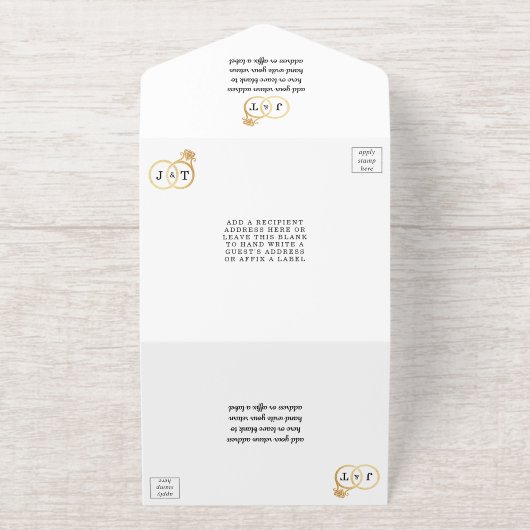 Tout En Un Invitation Cercles Mariages Monogrammes Chics Véritable Huile (Extérieur)