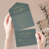 Tout En Un Invitation Chic Heureux Jamais Après Sage Mariage Vert