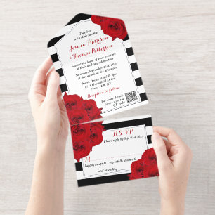 Tout En Un Invitation Chic Moderne Luxe Mariage Real Argent Pressé
