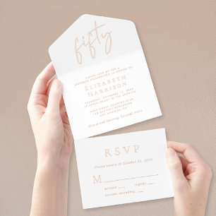 Tout En Un Invitation Chic Script 50e fête d'anniversaire