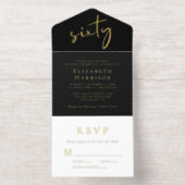 Tout En Un Invitation Chic Script Black 60th Birthday Party (Intérieur)