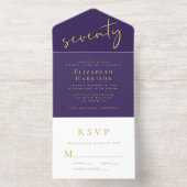 Tout En Un Invitation Chic Script Purple 70e fête d'anniversaire (Intérieur)